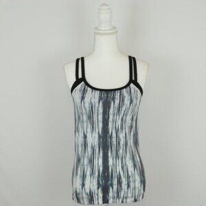 Athleta Double Up Women's Small Black & White Tie Dye Athletic Support Tank Top